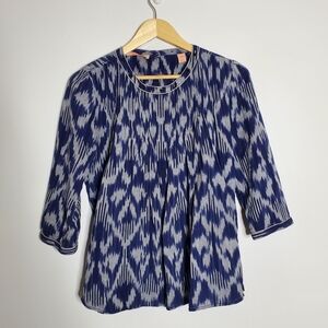 Scotch & Soda Blue Ikat printed Snap/button back causal top Size 2